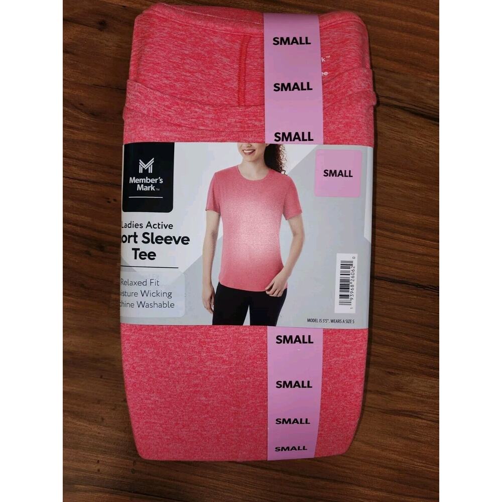 Members Mark Activewear Tshirt Short Sleeve Pink Size Small Relaxed Fit